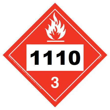 UN 1110 Hazmat Placard, Class 3, Tagboard