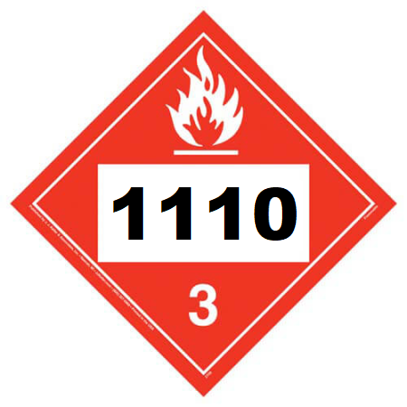 UN 1110 Hazmat Placard, Class 3, Vinyl