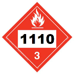 UN 1110 Hazmat Placard, Class 3, Vinyl