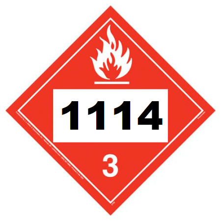 UN 1114 Hazmat Placard, Class 3, Tagboard