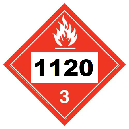 UN 1120 Flammable Liquid Placard, Tagboard