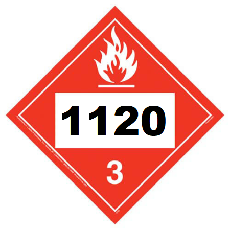 UN 1120 Hazmat Placard, Class 3, Vinyl