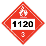 UN 1120 Hazmat Placard, Class 3, Vinyl