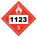 UN 1123 Hazmat Placard, Class 3, Tagboard
