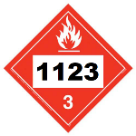 UN 1123 Hazmat Placard, Class 3, Vinyl