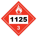 UN 1125 Hazmat Placard, Class 3, Tagboard