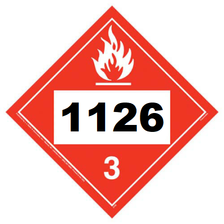 UN 1126 Hazmat Placard, Class 3, Tagboard