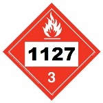 UN 1127 Hazmat Placard, Class 3, Vinyl