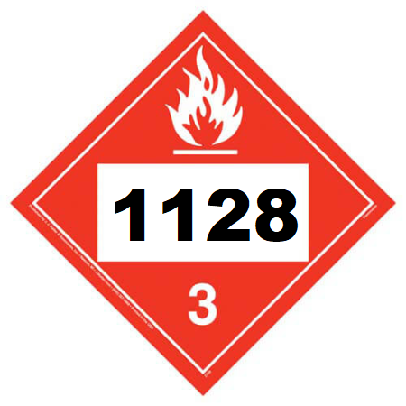 UN 1128 Hazmat Placard, Class 3, Vinyl