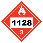 UN 1128 Hazmat Placard, Class 3, Vinyl