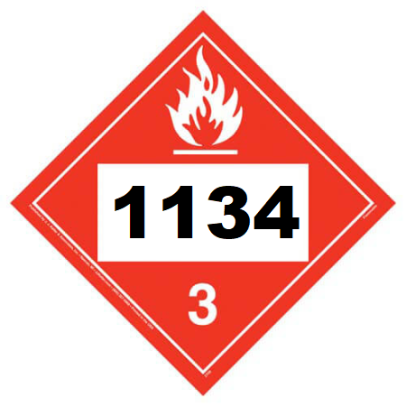 UN 1134 Hazmat Placard, Class 3, Vinyl