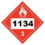 UN 1134 Hazmat Placard, Class 3, Tagboard