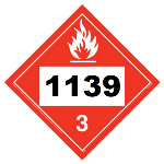 UN 1139 Hazmat Placard, Class 3, Tagboard