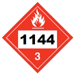 UN 1144 Hazmat Placard, Class 3, Vinyl