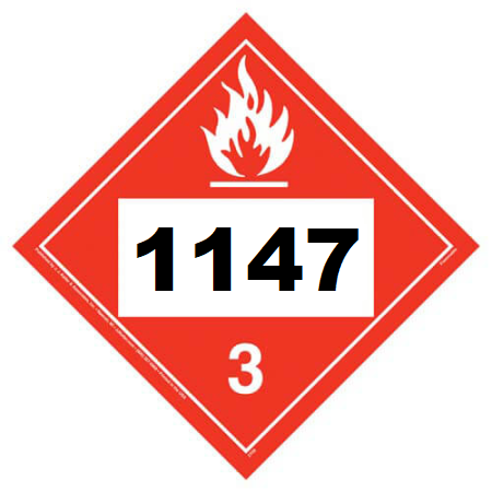 UN 1147 Hazmat Placard, Class 3, Vinyl