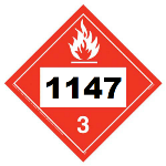 UN 1147 Hazmat Placard, Class 3, Tagboard