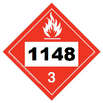 UN 1148 Hazmat Placard, Class 3, Tagboard