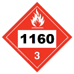 UN 1160 Hazmat Placard, Class 3, Vinyl