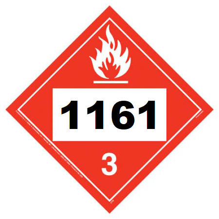 UN 1161 Hazmat Placard, Class 3, Vinyl