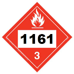 UN 1161 Hazmat Placard, Class 3, Tagboard