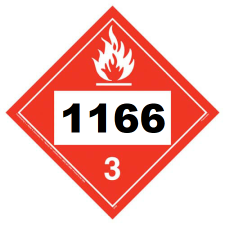 UN 1166 Hazmat Placard, Class 3, Tagboard