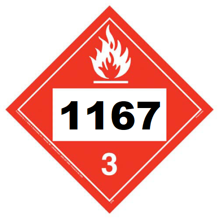 UN 1167 Hazmat Placard, Class 3, Tagboard