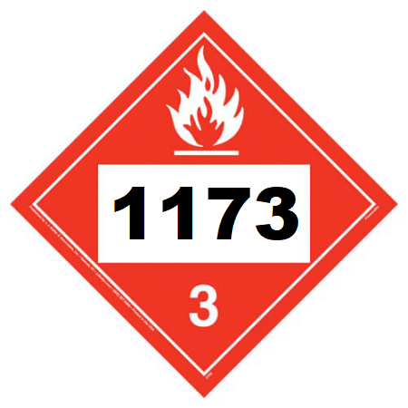 UN 1173 Hazmat Placard, Class 3, Tagboard