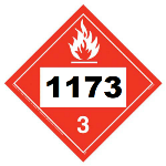 UN 1173 hazmat Placard, Class 3, Vinyl