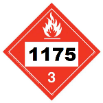 UN 1175 Hazmat Placard, Class 3, Vinyl