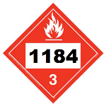 UN 1184 Hazmat Placard, Class 3, Tagboard