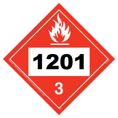 UN 1201 Hazmat Placard, Class 3, Vinyl