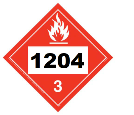 UN 1204 Hazmat Placard, Class 3, Vinyl