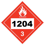 UN 1204 Hazmat Placard, Class 3, Vinyl