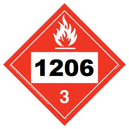 UN 1206 Hazmat Placard, Class 3, Vinyl