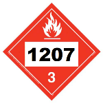 UN 1207 Hazmat Placard, Class 3, Tagboard