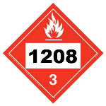 UN 1208 Hazmat Placard, Class 3, Vinyl