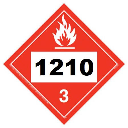 UN 1210 Hazmat Placard, Class 3, Tagboard