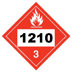 UN 1210 Hazmat Placard, Class 3, Tagboard