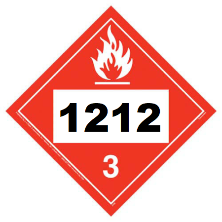 UN 1212 Hazmat Placard, Class 3, Vinyl