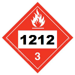 UN 1212 Hazmat Placard, Class 3, Vinyl