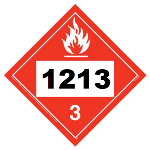 UN 1213 Hazmat Placard, Class 3, Vinyl