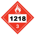 UN 1218 Hazmat Placard, Class 3, Vinyl