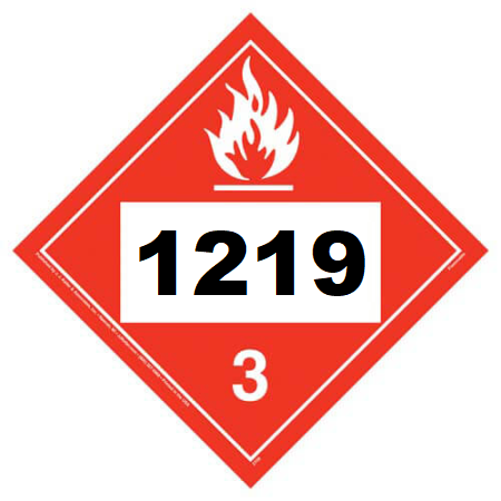 UN 1219 Flammable Liquid Placard, Removable Vinyl