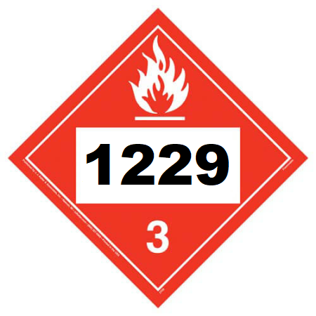 UN 1229 Hazmat Placard, Class 3, Vinyl