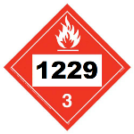 UN 1229 Hazmat Placard, Class 3, Vinyl