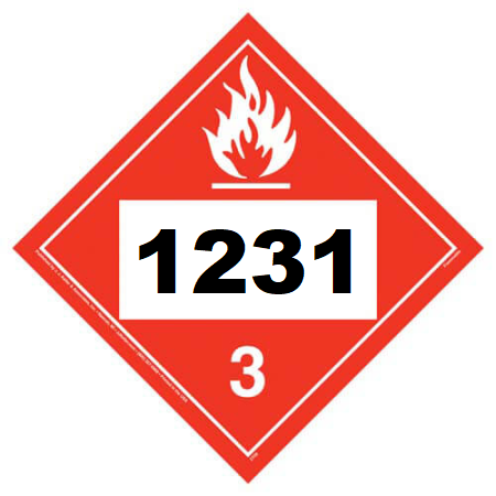 UN 1231 Hazmat Placard, Class 3, Tagboard