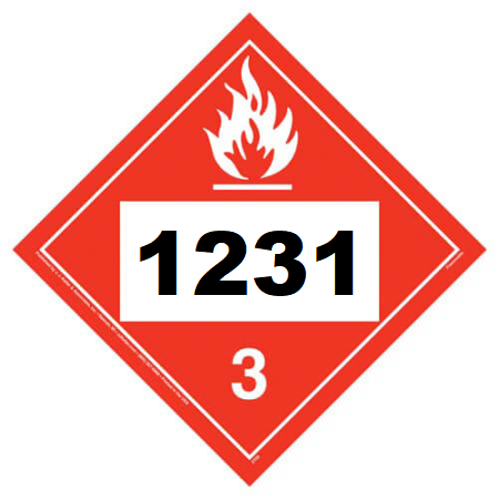 UN 1231 Hazmat Placard, Class 3, Vinyl