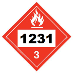 UN 1231 Hazmat Placard, Class 3, Tagboard