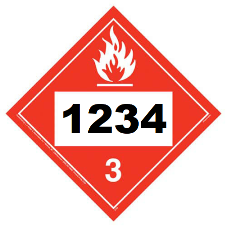 UN 1234 Hazmat Placard, Class 3, Tagboard