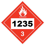 UN 1235 Hazmat Placard, Class 3, Tagboard